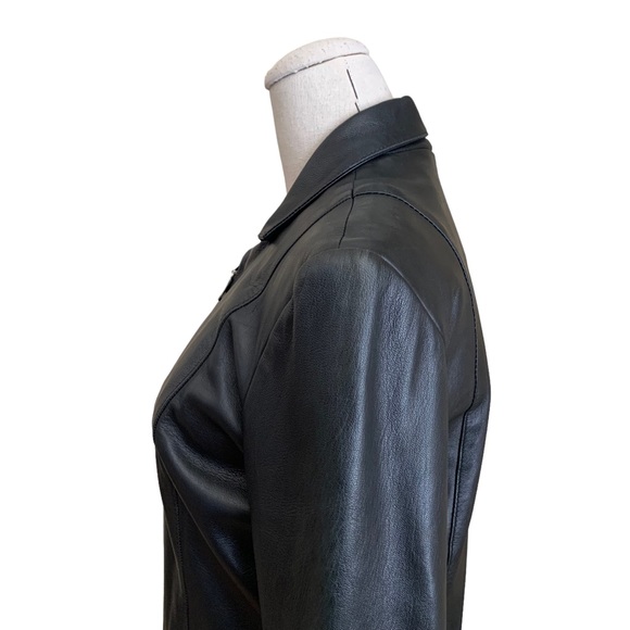Vintage 90s Privilege Paris Black Leather Zip Up Jacket North Beach Goth Small - Picture 9 of 16